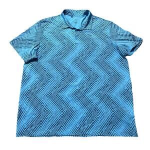 Adidas Geometric Polo Shirt Men's 2XL Blue Golf Performance Stretch